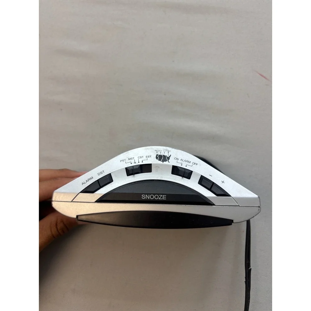 Equity Insta-Set Digital Alarm Clock Model 40010 Silver Black For Parts Repair